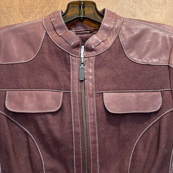 CACHE LINEN JACKET WITH LEATHER CONSTRAST - Picture 5 of 13